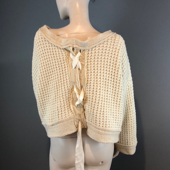 Free People Sweaters - NWT Free People Off White Sweater Tie Back Sz XS